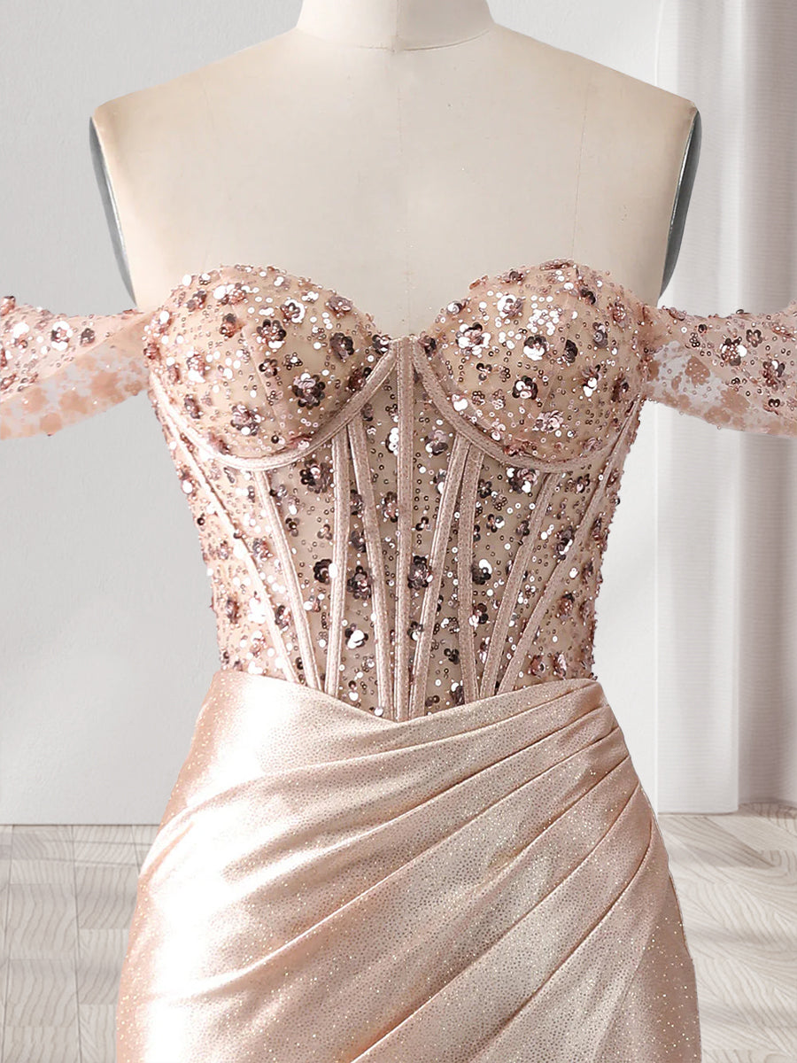 Trumpet/Mermaid Off-the-Shoulder Sleeveless Beading Prom Dresses