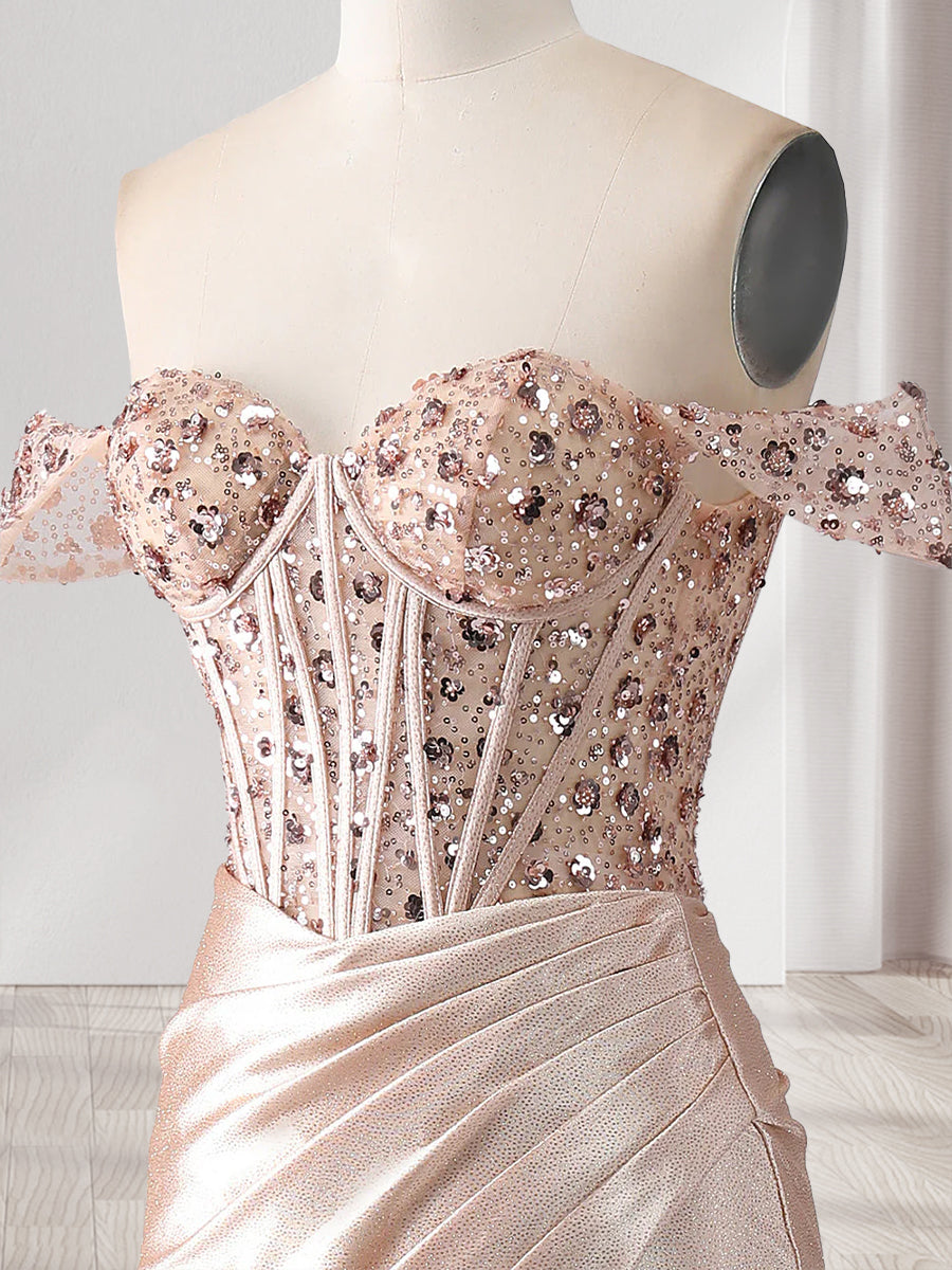 Trumpet/Mermaid Off-the-Shoulder Sleeveless Beading Prom Dresses
