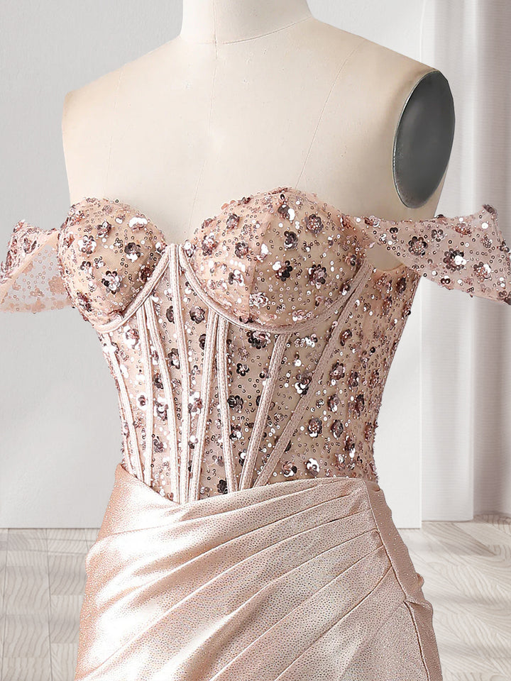 Trumpet/Mermaid Off-the-Shoulder Sleeveless Beading Prom Dresses