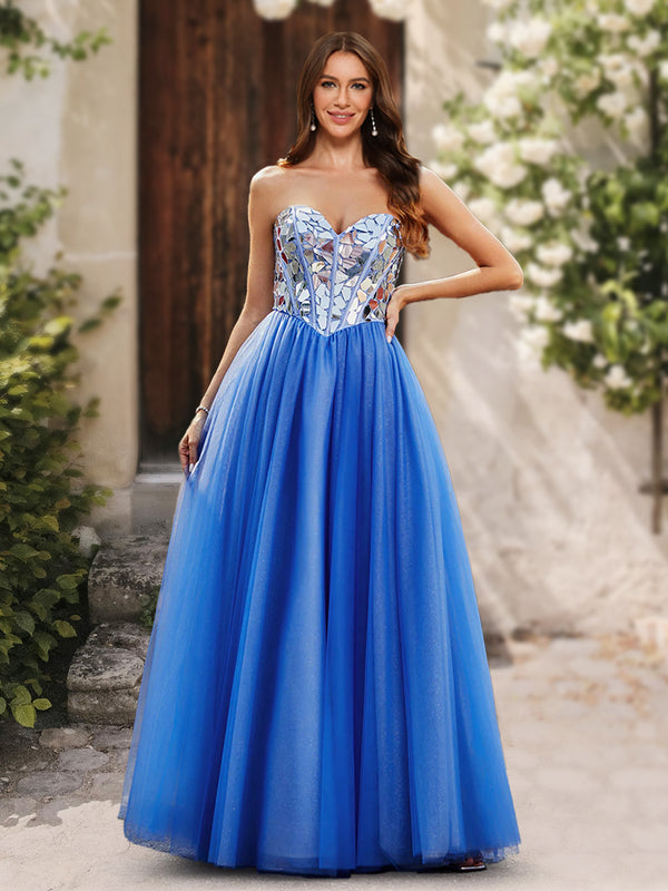 Ball Gown Sweetheart Sleeveless Ruched Prom Dresses