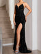 Trumpet/Mermaid Straps V-Neck Sequin Prom Dresses with Appliques