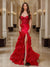 Trumpet/Mermaid Strapless Corset Ruffle Prom Dresses with Sequin Appliques