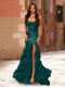 Trumpet/Mermaid Strapless Corset Ruffle Prom Dresses with Sequin Appliques