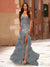Trumpet/Mermaid Strapless Corset Ruffle Prom Dresses with Sequin Appliques