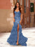 Trumpet/Mermaid Strapless Corset Ruffle Prom Dresses with Sequin Appliques