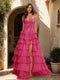 A-Line/Princess Sweetheart Ruffle Tiered Prom Dresses with Split Side