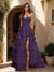 A-Line/Princess Sweetheart Ruffle Tiered Prom Dresses with Split Side