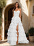 A-Line/Princess Sweetheart Ruffle Tiered Prom Dresses with Split Side