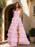 A-Line/Princess Sweetheart Ruffle Tiered Prom Dresses with Split Side
