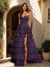 A-Line/Princess Sweetheart Ruffle Tiered Prom Dresses with Split Side