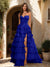 A-Line/Princess Sweetheart Ruffle Tiered Prom Dresses with Split Side