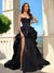 A-Line/Princess Sweetheart Tiered Long Prom Dresses with Split Side