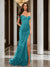 Trumpet/Mermaid Off-the-Shoulder Slit Long Prom Dresses with Sequin Appliques