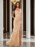 Trumpet/Mermaid Off-the-Shoulder Slit Long Prom Dresses with Sequin Appliques
