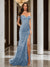 Trumpet/Mermaid Off-the-Shoulder Slit Long Prom Dresses with Sequin Appliques