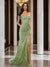 Trumpet/Mermaid Off-the-Shoulder Slit Long Prom Dresses with Sequin Appliques
