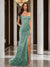 Trumpet/Mermaid Off-the-Shoulder Slit Long Prom Dresses with Sequin Appliques