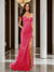 Trumpet/Mermaid Off-the-Shoulder Slit Long Prom Dresses with Sequin Appliques