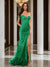 Trumpet/Mermaid Off-the-Shoulder Slit Long Prom Dresses with Sequin Appliques