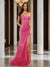 Trumpet/Mermaid Off-the-Shoulder Slit Long Prom Dresses with Sequin Appliques