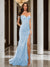 Trumpet/Mermaid Off-the-Shoulder Slit Long Prom Dresses with Sequin Appliques