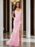 Trumpet/Mermaid Off-the-Shoulder Slit Long Prom Dresses with Sequin Appliques
