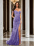 Trumpet/Mermaid Off-the-Shoulder Slit Long Prom Dresses with Sequin Appliques