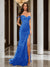 Trumpet/Mermaid Off-the-Shoulder Slit Long Prom Dresses with Sequin Appliques