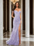 Trumpet/Mermaid Off-the-Shoulder Slit Long Prom Dresses with Sequin Appliques