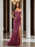 Trumpet/Mermaid Off-the-Shoulder Slit Long Prom Dresses with Sequin Appliques