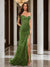 Trumpet/Mermaid Off-the-Shoulder Slit Long Prom Dresses with Sequin Appliques