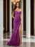 Trumpet/Mermaid Off-the-Shoulder Slit Long Prom Dresses with Sequin Appliques