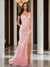 Trumpet/Mermaid Off-the-Shoulder Slit Long Prom Dresses with Sequin Appliques