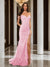 Trumpet/Mermaid Off-the-Shoulder Slit Long Prom Dresses with Sequin Appliques