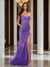 Trumpet/Mermaid Off-the-Shoulder Slit Long Prom Dresses with Sequin Appliques