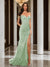 Trumpet/Mermaid Off-the-Shoulder Slit Long Prom Dresses with Sequin Appliques