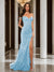 Trumpet/Mermaid Off-the-Shoulder Slit Long Prom Dresses with Sequin Appliques