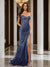 Trumpet/Mermaid Off-the-Shoulder Slit Long Prom Dresses with Sequin Appliques