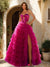 A-Line/Princess Spaghetti Straps Ruffle Prom Dresses with Split Side