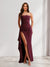 Sheath/Column Strapless Pleated Ruffle Bridesmaid Dresses with Split Side