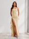 Sheath/Column Strapless Pleated Ruffle Bridesmaid Dresses with Split Side