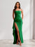 Sheath/Column Strapless Pleated Ruffle Bridesmaid Dresses with Split Side