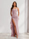 Sheath/Column Strapless Pleated Ruffle Bridesmaid Dresses with Split Side