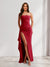 Sheath/Column Strapless Pleated Ruffle Bridesmaid Dresses with Split Side