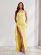 Sheath/Column Strapless Pleated Ruffle Bridesmaid Dresses with Split Side
