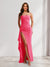 Sheath/Column Strapless Long Prom Dresses for Formal Evening Party with Split Side