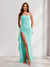 Sheath/Column Strapless Long Prom Dresses for Formal Evening Party with Split Side