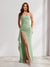 Sheath/Column Strapless Long Prom Dresses for Formal Evening Party with Split Side