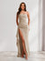 Sheath/Column Strapless Long Prom Dresses for Formal Evening Party with Split Side