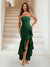 Trumpet/Mermaid Strapless Ruffle Tiered Long Bridesmaid Dresses with Split Side